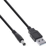USB-A - DC plug kabel | 5,5 x 2,1mm | max. 5V/1,5A (7,5W) | 1 meter - Copy